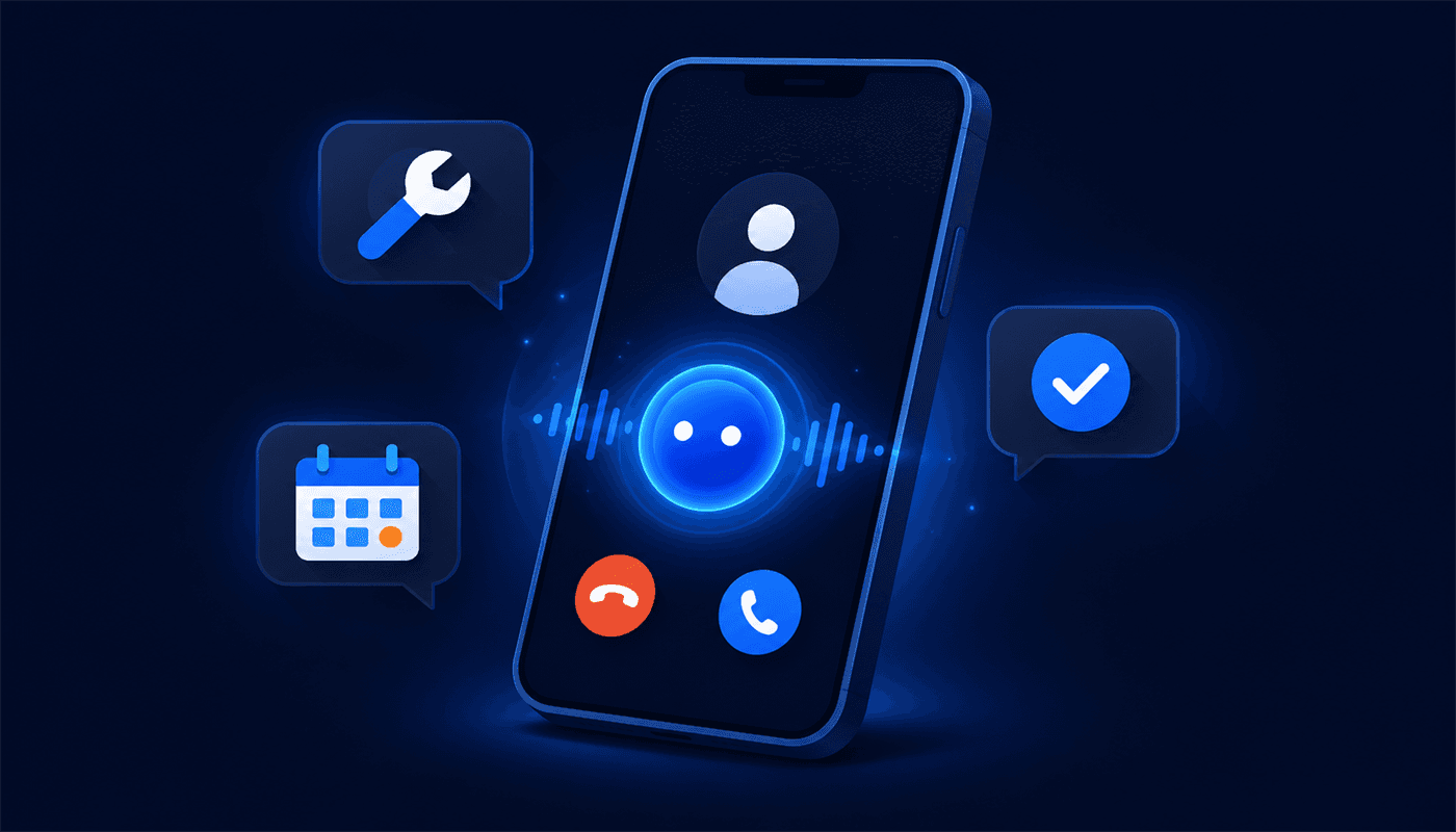 AI phone assistant answering an HVAC customer call and booking the job