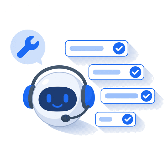 AI assistant with headset filling in the customer's job details